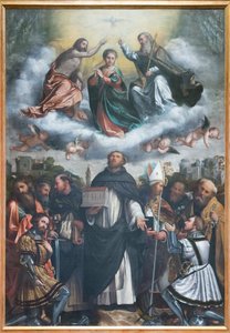 Korunovace Panny Marie a svatého Dominika od Girolamo Romanino