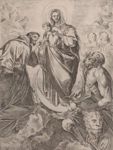 Panna Maria se svatými Jeronýmem a Františkem, 1660-80. od Girolamo Rossi