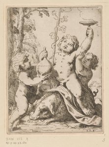 Bacchanal se třemi mladíky od Girolamo Scarselli