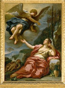 Zjevení anděla Hagar na poušti (malba na plátně) od Giulia Lama