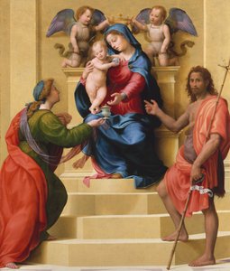 Madona s dítětem na trůnu se svatými Marií Magdalénou a Janem Křtitelem, ca. 1523. od Giuliano Bugiardini