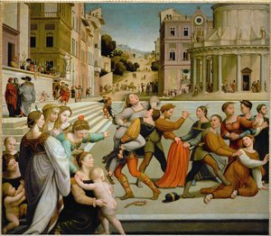 Znásilnění Diny, nedokončený obraz Fra Bartolomea, který dokončil Bugiardini v roce 1531 (malba)