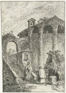 Gezicht op woningen en antieke ruïnes aan rand van stad Italiaanse landschappen (series title)   1367905   cs       czech Successfully Translated  Original: Road in a small town. Strande Translat: Road in a small town. Strande 1275797 cs czech Successfully