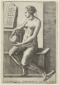 Gramatika Gramatika hermippus autor fuit (název na objektu) Sedm svobodných umění (název série) od Giulio Bonasone