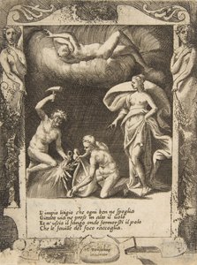 Litigium odstraněno z těla Chaosu, zatímco jeho matka je vyhozena do vzduchu, nastavena s..., 1531-76. od Giulio Bonasone