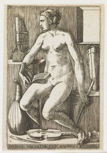 Musica Musica vynálezce fuit Orpheus et Linus (název na objektu) Sedm svobodných umění (název série) od Giulio Bonasone