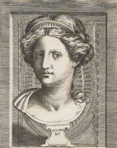 Vyřezávaná hlava Juno, cca 1531-76. od Giulio Bonasone