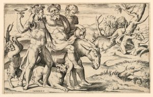 Silenus Jízda na zadku od Giulio Bonasone