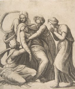 Panna omdlévající a podpíraná v náručí svatých žen, 1531-76. od Giulio Bonasone