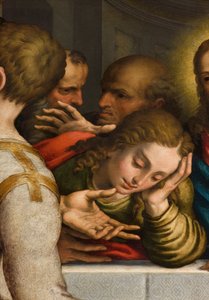 Kaple Svátosti SS, druhé rozpětí severní strana, Giulio Campi, Poslední večeře, Detail 1569 od Giulio Campi