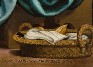 Kaple Svátosti SS, druhé rozpětí severní strana, Giulio Campi, Poslední večeře, Detail 1569 od Giulio Campi