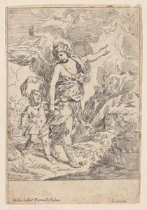 Anděl strážný kráčející ruku v ruce s malým dítětem, 1640-60.