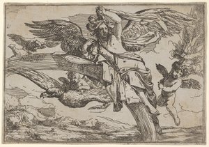 Vzduch, reprezentovaný Iris ležící na její duze, doprovázený okřídleným putto bearinem..., 1640-60.