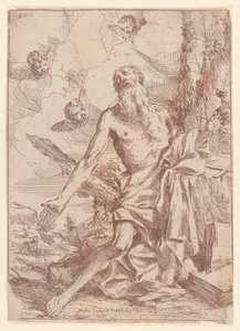Svatý Jeroným klečící u stromu s nataženýma rukama, 1640-60.