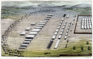 Tábory Germánů a Římanů – v „“Starém a moderním kostýmu““ od Julese Ferraria, ed. Milán od Giulio Ferrario