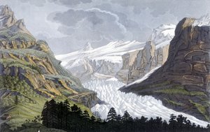 Glacier of Grindelwald ve Švýcarsku - v ""Starověkém a moderním kostýmu"" od Ferrario, ed. Milano