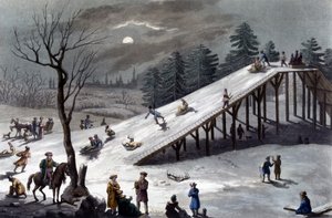 Horské dráhy: sáňkařská a ledová dráha v Rusku - v „“ Le Costume ancien et moderne “ od Ferrario, ed. Milán