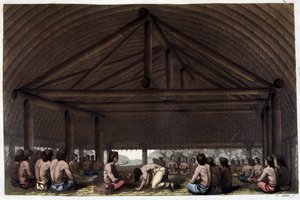 Na ostrově Přátel (Tonga) pije král Pulaho Kavu - ve „Starém a moderním kostýmu““ od Dr. Julese Ferraria, ed. Milán