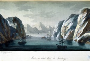 Southern Bay v Spitzbergu, Norsko - v ""Starém a moderním kostýmu"" od Julese Ferrario, ed. Milán od Giulio Ferrario