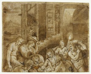 Klanění pastýřů: Horní polovina od Giulio Romano