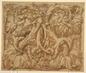 Design pro Acanthus Rinceaux se zvířaty a ptáky od Giulio Romano
