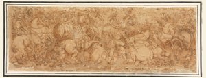 Kresba, Bitevní scéna, 1524-46 od Giulio Romano