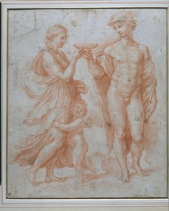 Merkur nabízí Pohár nesmrtelnosti Psyche (červená křída na bílém papíře) od Giulio Romano