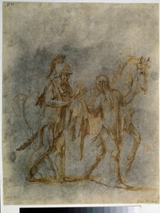 "Svatý Martin a žebrák" (Saint Martin And A Beggar) Akvarel a inkoust Giulio Pippi De