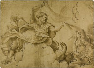 Studie pro Jupiter vrhající blesky od Giulio Romano