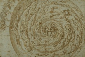 The Stream Oceanus (pero a hnědý inkoust s mytím na papíře) od Giulio Romano