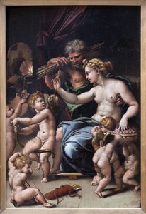 Venuše a Vulkán (olej na plátně) od Giulio Romano