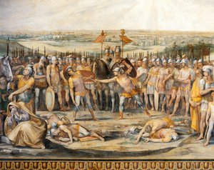 Boj mezi Horatii a Curiatii, Giuseppe Cesari (1568-1640), freska, Hall of Horatii a Curiatii, Palácové konzervatoře, Řím, Římské království, Itálie od Giuseppe Cesari