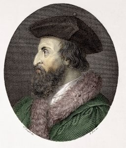 Portrét italského lékaře, básníka a humanisty Girolama Fracastora (Hieronymus Fracastorius nebo Jerome Fracastor) (1478/83-1553) Rytina Soukromá sbírka od Giuseppe (after) Longhi
