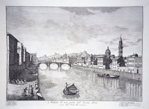 Pohled na část řeky Arno od Giuseppe (after) Zocchi