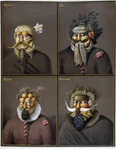 Čtyři roční období: muži se zeleninovými hlavami na způsob Giuseppe Arcimbolda. od Giuseppe (style of) Arcimboldo