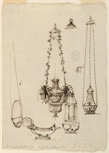 Oltářní lampy, kadidelnice, vonná loď