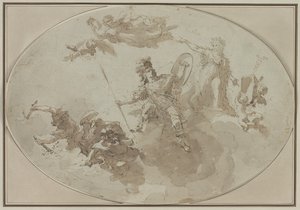 Stropní studie: Alegorie míru a války, c. 1800 od Giuseppe Bernardino Bison