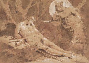 Diana a Endymión s Amorem od Giuseppe Bernardino Bison