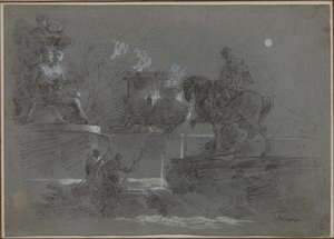 Monumentální socha v parku zalitém měsícem od Giuseppe Bernardino Bison