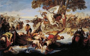 Giovanni delle Bande Nereova armáda překračující Addu, Giuseppe Bezzuoli (1784-1855)