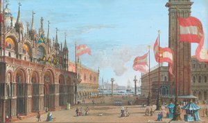 Pohled na náměstí svatého Marka, Benátky, s Palazzo Ducale a Campanile, 1828