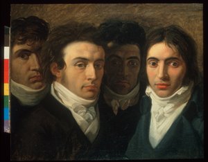 Autoportrét s Felice Bellotti, Gaetano Cattaneo a Carlo Porta od Giuseppe Bossi