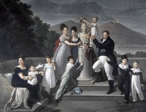(Rodina krále Francesca I. ze dvou Sicílie). Zleva zprava: Maria Isabella di Borbone-Spain (druhá manželka Francesca I.), Maria Carolina Ferdinanda, Maria Antonietta velkovévodkyně di Toscana, Luisa Carlotta, Maria Cristina královna Španělska, Ferdinand