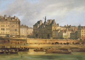Hotel de Ville a nábřeží, Paříž, 1828