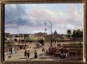 Pohled na Place Louis XVI (současné Place de la Concorde) Obraz Giuseppe Canella (1788-1847) 1829 Sun. 0,29x0,4 m Paříž, Musee Carnavalet od Giuseppe Canella