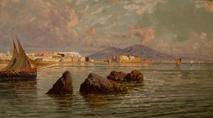 Neapolský záliv (olej na dřevě) od Giuseppe Carelli
