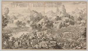 Breaking Through the Siege at Hesui: from Battle Scenes of the Quelling of Rebellions..., c. 1765-17 od Giuseppe Castiglione