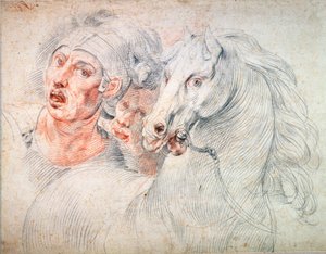 Studie koně a dvou vojáků, počátek 17. století od Giuseppe Cesari