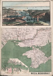 Mapa jižního Ruska s výhledem na Sevastopolský záliv a jeho opevnění, 1853. od Giuseppe Civelli
