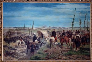 Italský vojenský tábor v bitvě u Magenty v roce 1859 (olej na plátně